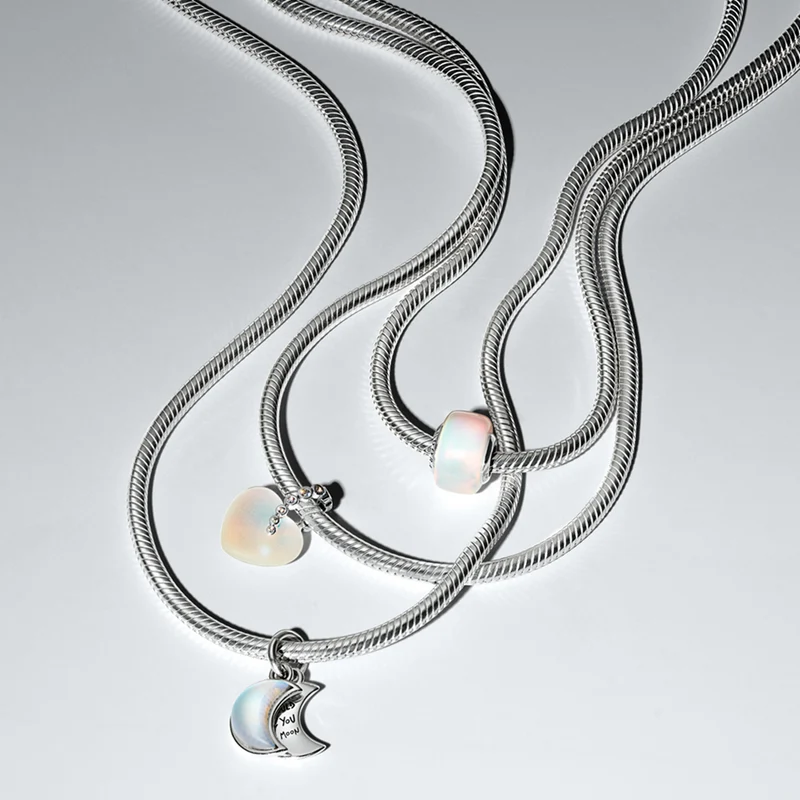 Pandora Moments 925 Sterling Silver Crescent Moon Double Dangle Charm 794272C01