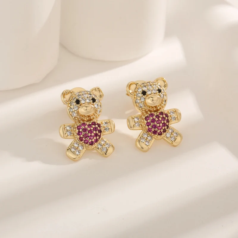 Boucles d'Oreilles Ourson Doré