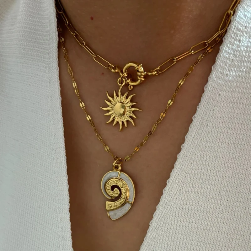 Double Collier Coquillage Soleil