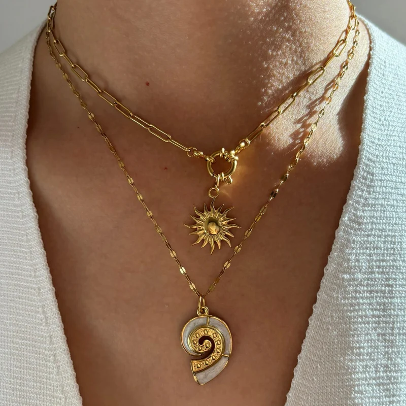 Double Collier Coquillage Soleil