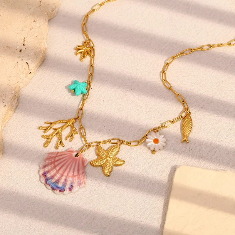 Collier Coquillage Rose