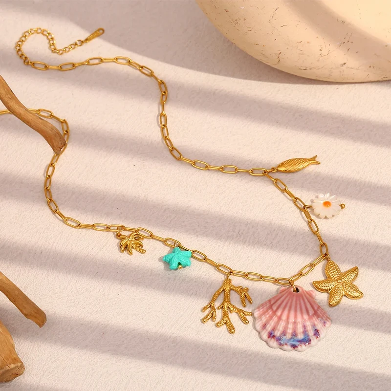 Collier Coquillage Rose