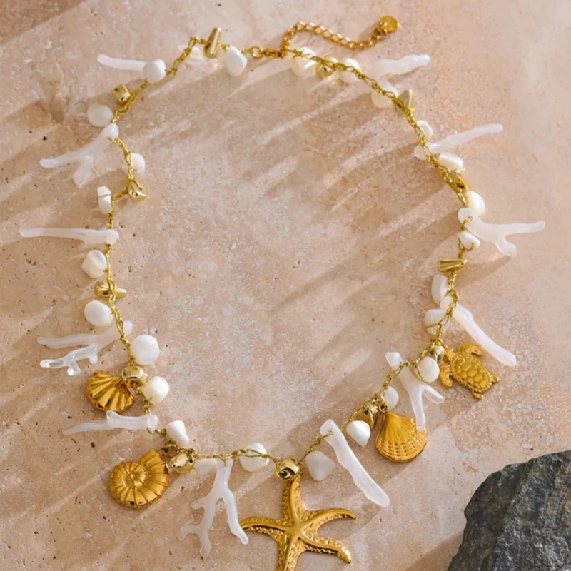Collier Charms Coquillage Blanc