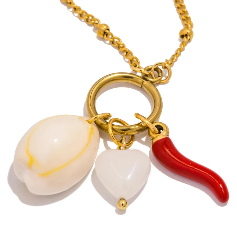 Collier Coquillage Corail Rouge