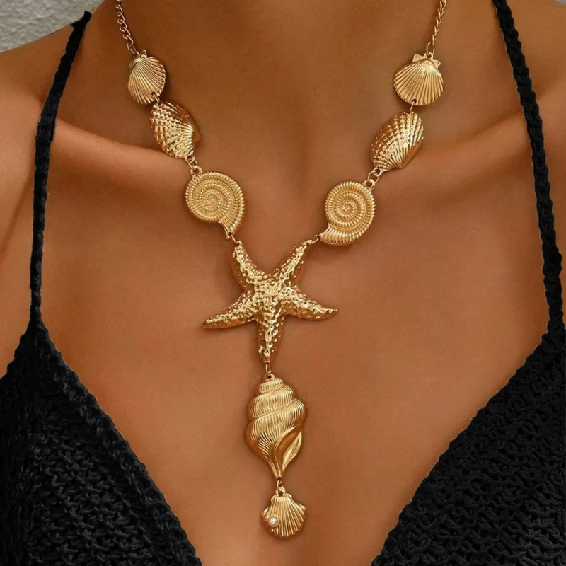 Collier en Y Coquillage Or