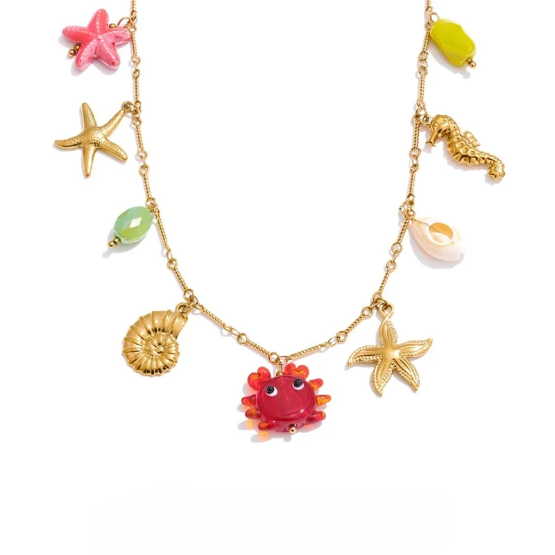 Collier Charms Coquillage Crabe