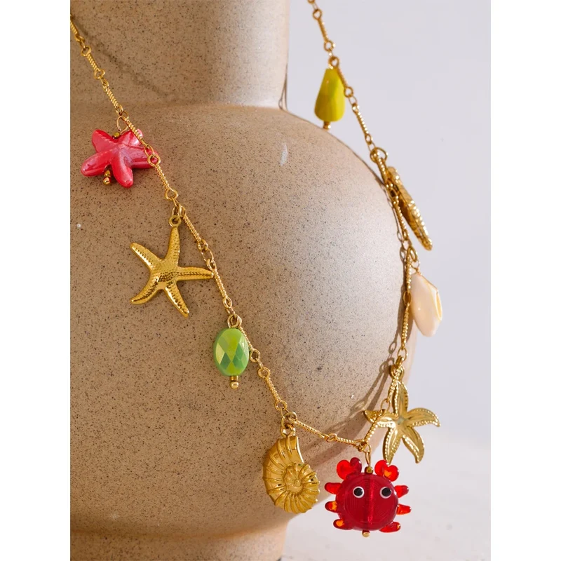 Collier Charms Coquillage Crabe