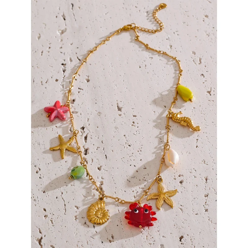 Collier Charms Coquillage Crabe