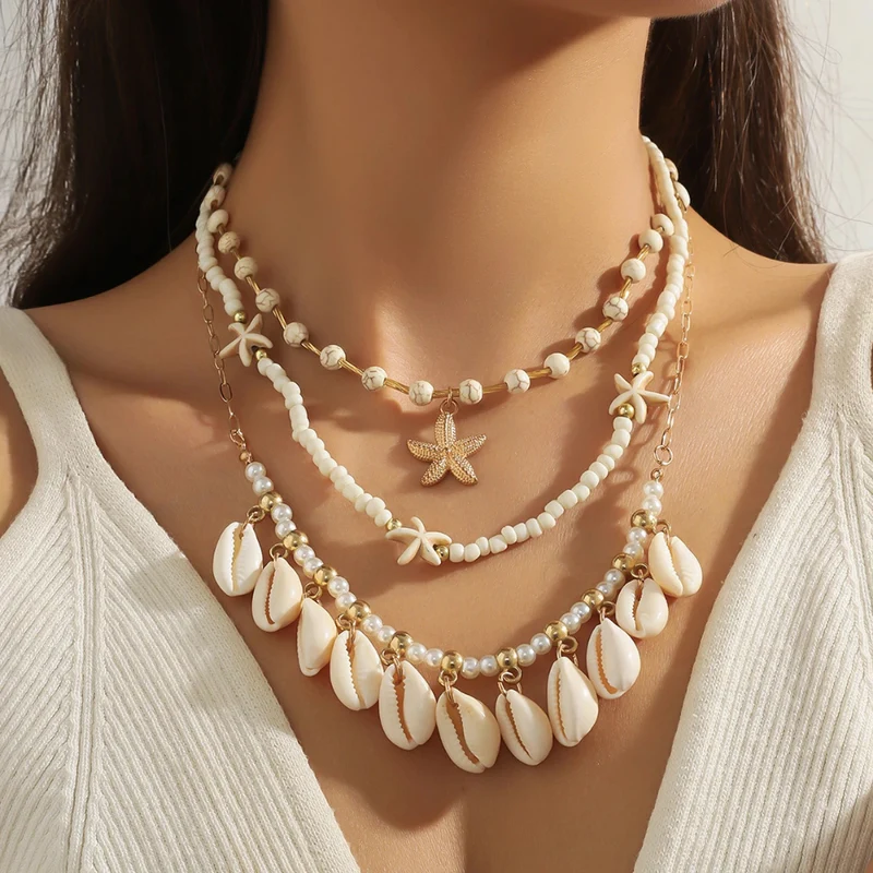 Triple Collier Coquillage