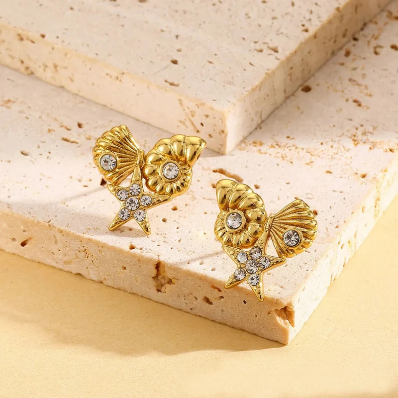 Boucles d'Oreilles Triple Coquillage Design