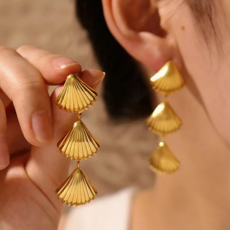 Boucles d'Oreilles Triple Coquillage