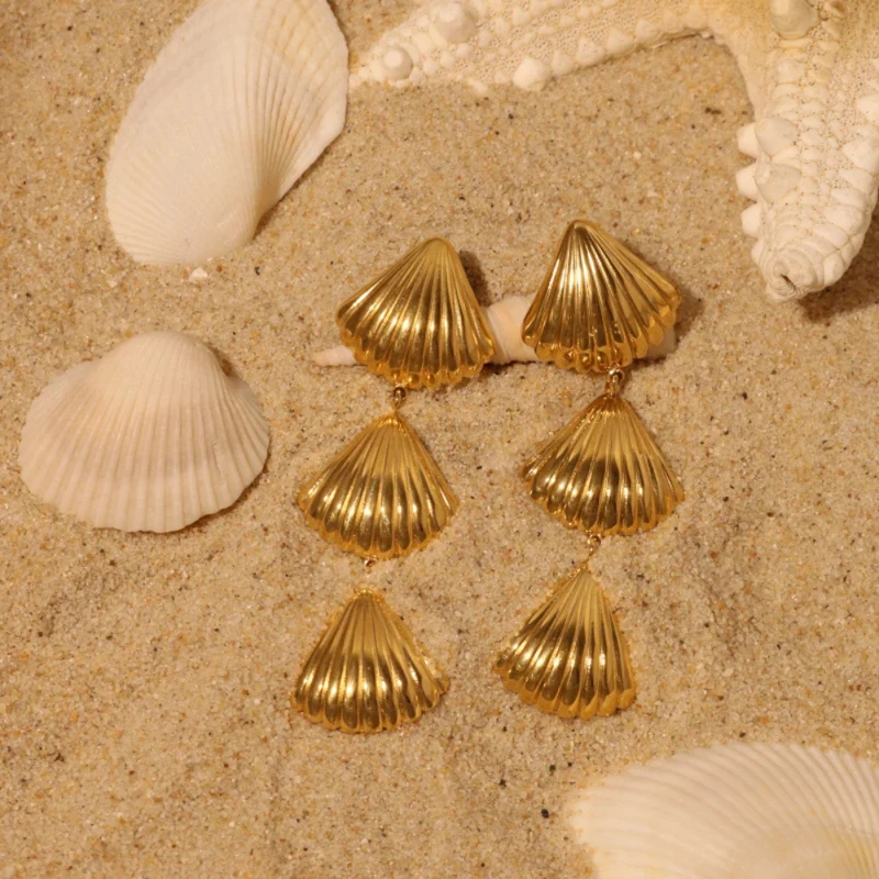 Boucles d'Oreilles Triple Coquillage