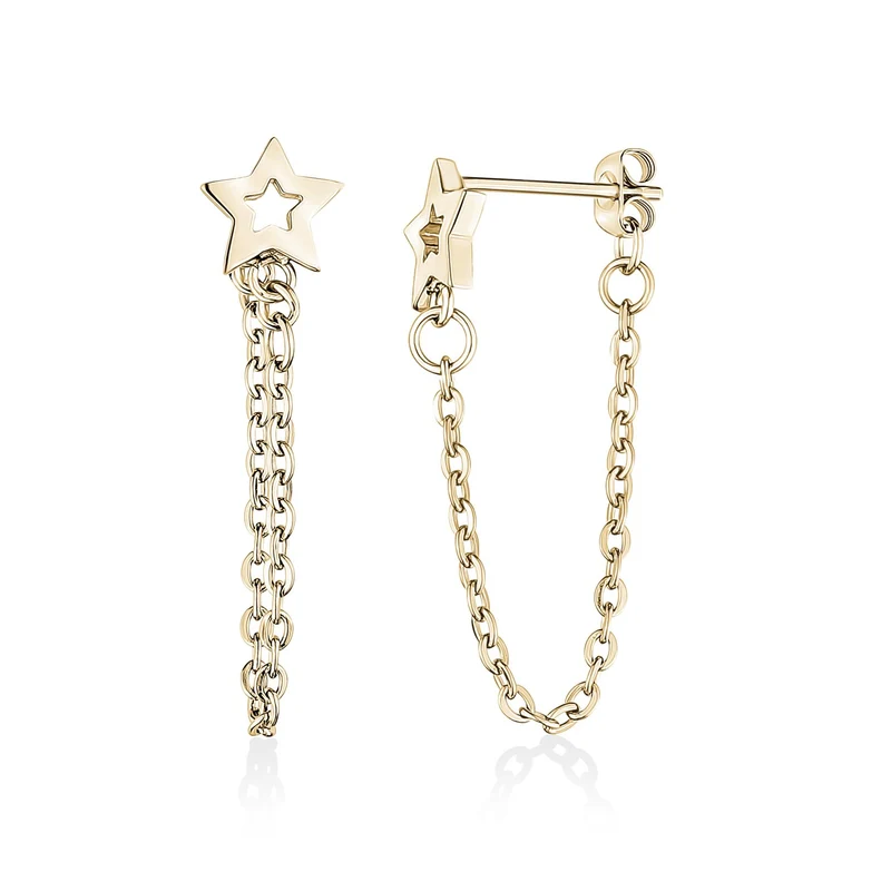 Boucles d'oreilles étoile + chaîne