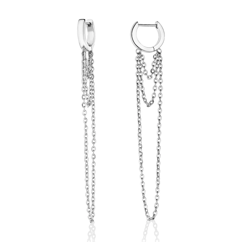 Boucles d'oreilles Huggie à chaînes multiples