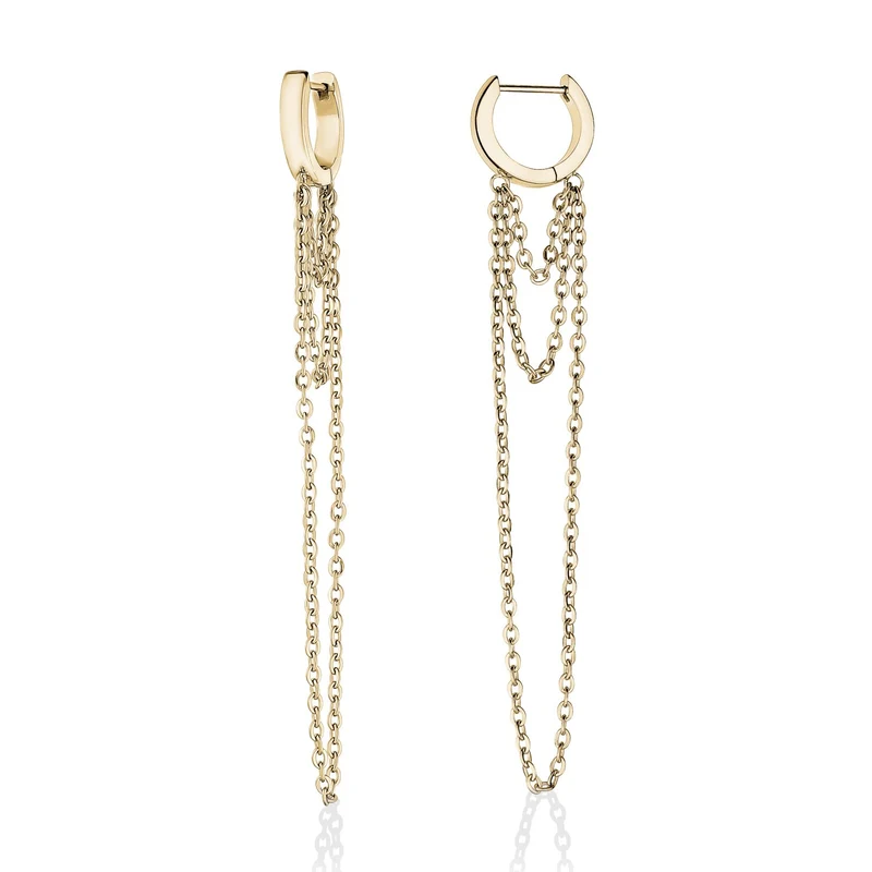 Boucles d'oreilles Huggie à chaînes multiples