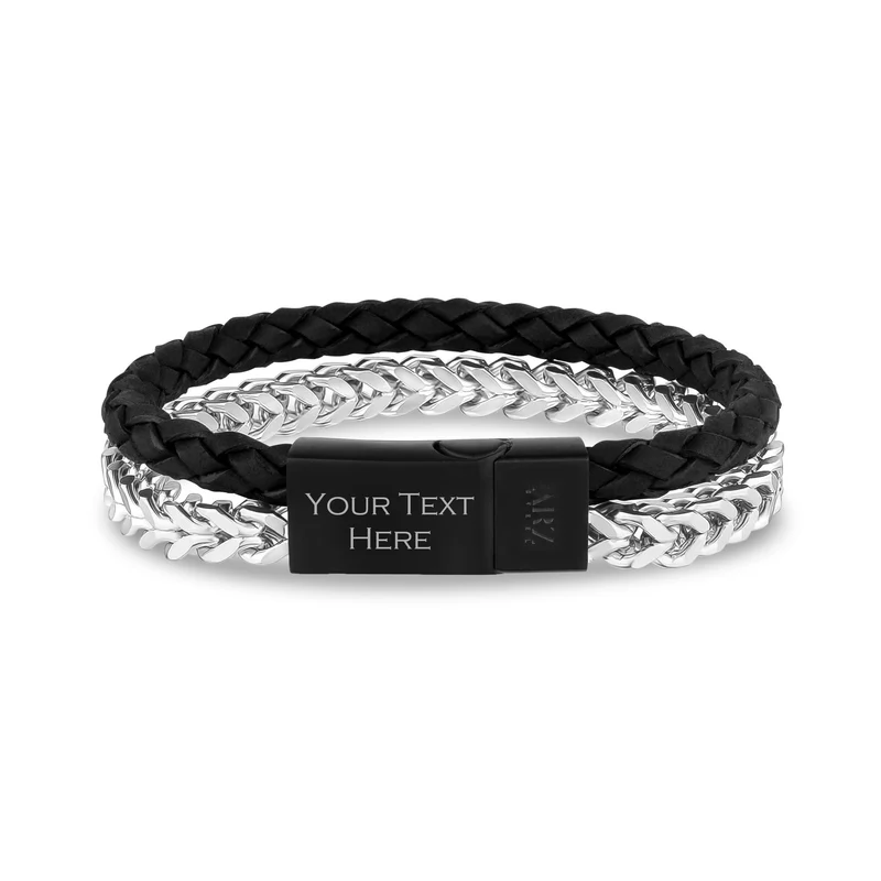 Bracelet Franco en cuir noir