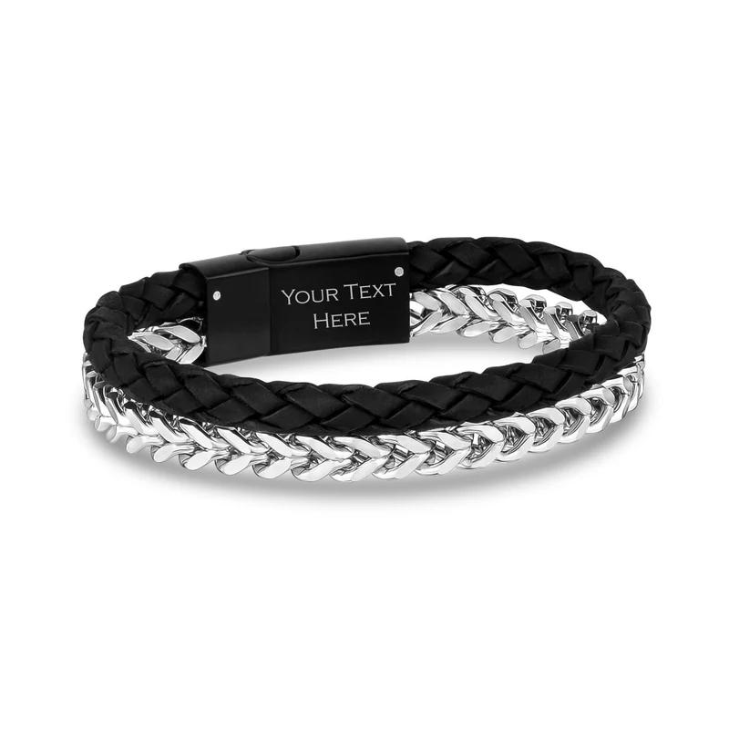 Bracelet Franco en cuir noir