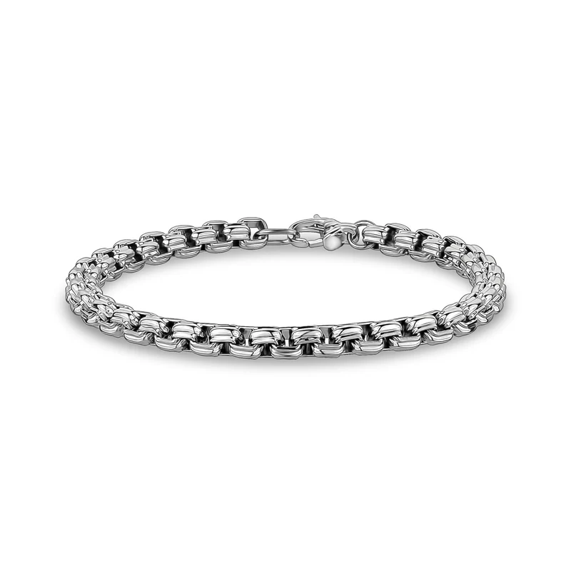 Bracelet à maillons en forme de boîte ronde de 6 mm