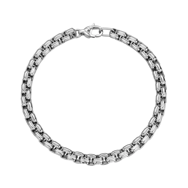 Bracelet à maillons en forme de boîte ronde de 6 mm