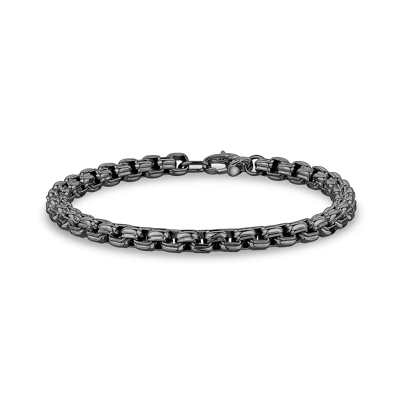 Bracelet à maillons en forme de boîte ronde de 6 mm