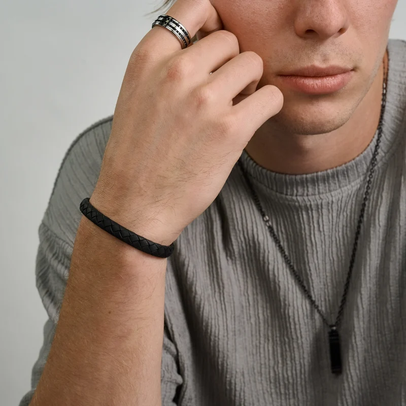 Bracelet plat en cuir de 8 mm