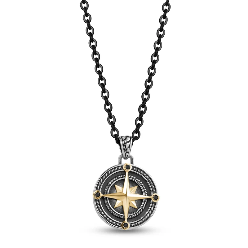 Pendentif étoile du Nord noir et or