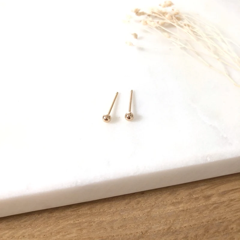 Boucles d'oreilles "Bille 3mm" plaqué or