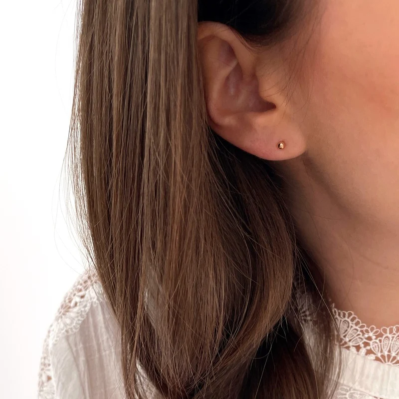 Boucles d'oreilles "Bille 3mm" plaqué or