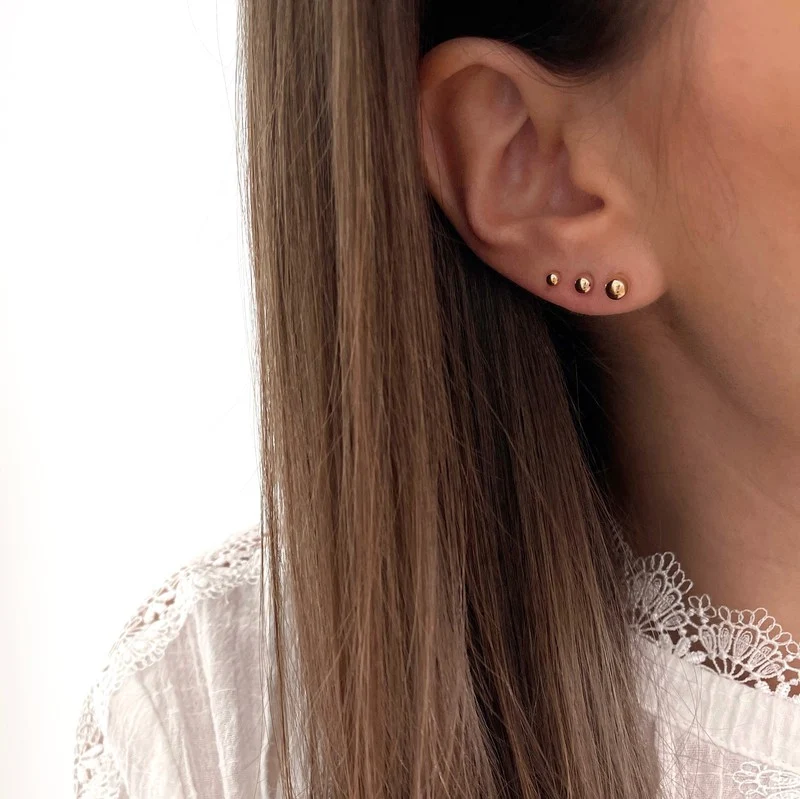 Boucles d'oreilles "Bille 3mm" plaqué or