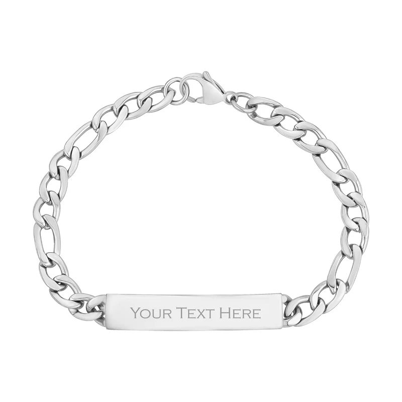 Bracelet d'identification à maillons Figaro de 7 mm