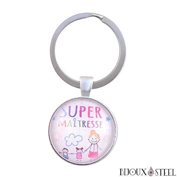 Porte-clés Super Maîtresse et ses dessins d'enfants