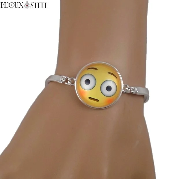 Bracelet argenté à Emoji - Émoticônes