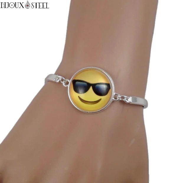 Bracelet argenté à Emoji - Émoticônes