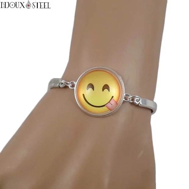 Bracelet argenté à Emoji - Émoticônes