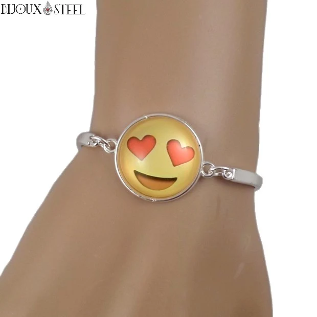 Bracelet argenté à Emoji - Émoticônes