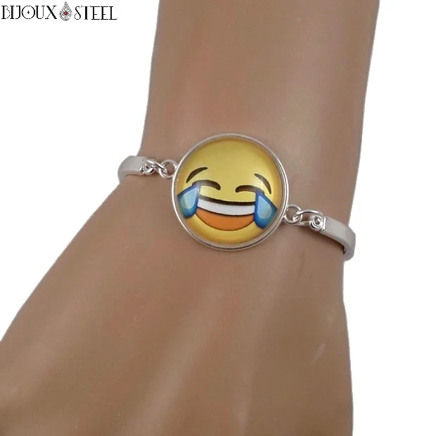 Bracelet argenté à Emoji - Émoticônes