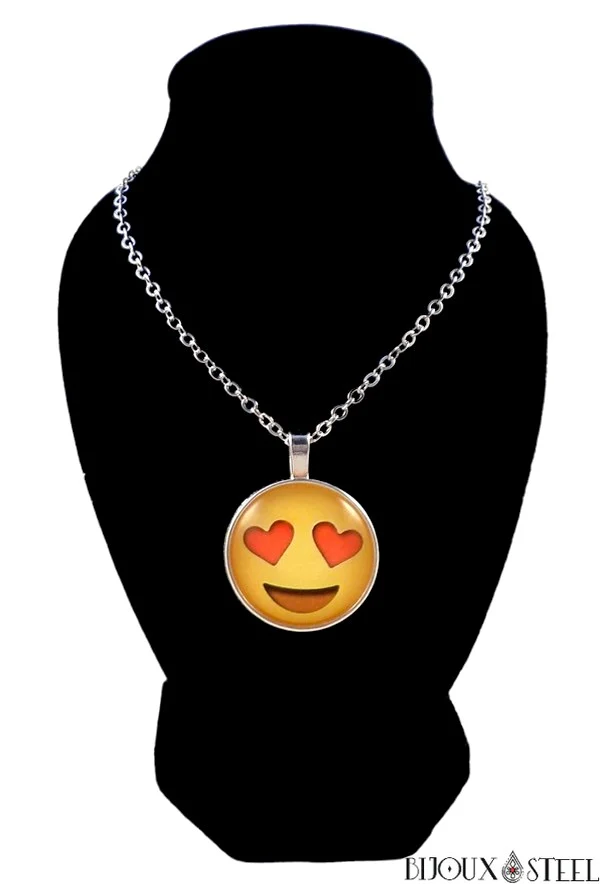 Collier à pendentif rond à Emoji - Émoticônes