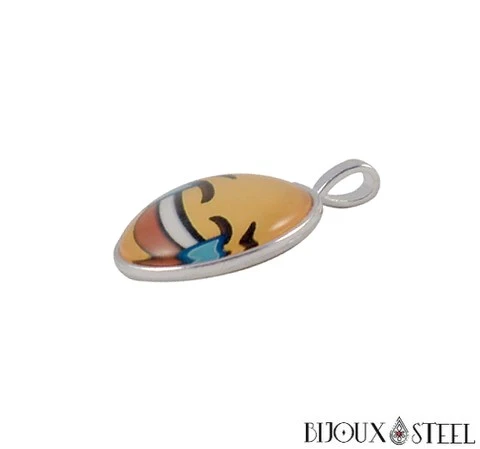 Collier à pendentif rond à Emoji - Émoticônes