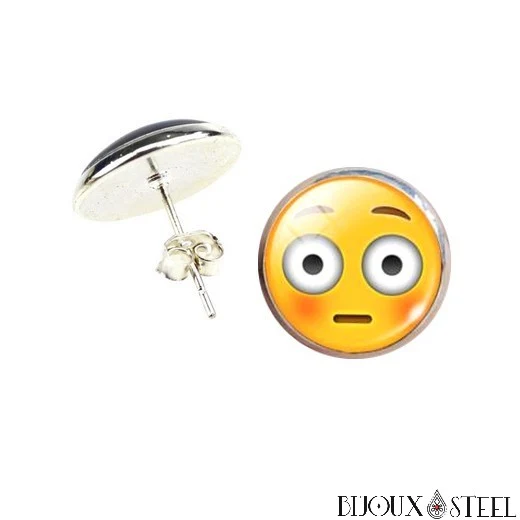 Boucles d'oreilles à puces rondes Emoji - Émoticônes