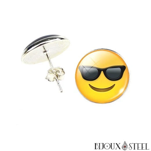 Boucles d'oreilles à puces rondes Emoji - Émoticônes