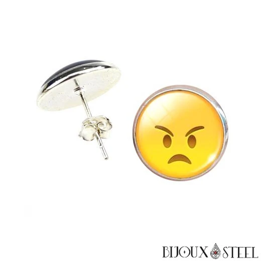 Boucles d'oreilles à puces rondes Emoji - Émoticônes