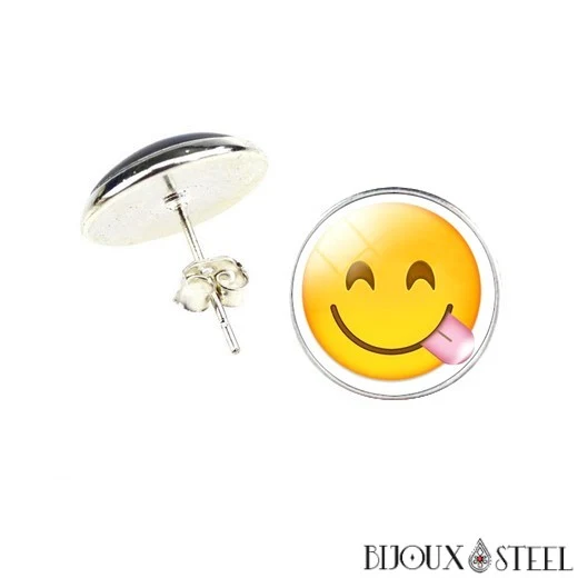 Boucles d'oreilles à puces rondes Emoji - Émoticônes