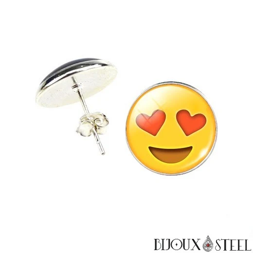 Boucles d'oreilles à puces rondes Emoji - Émoticônes