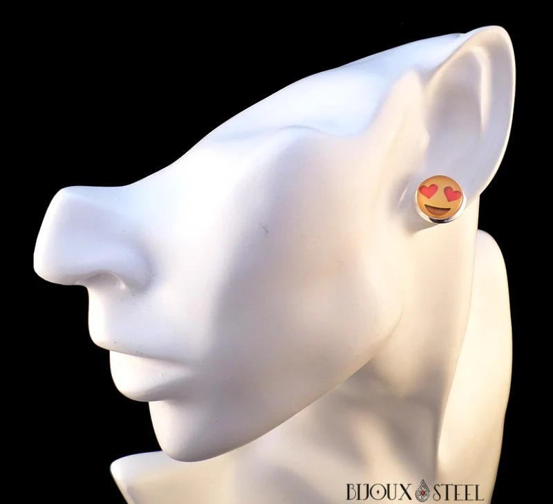 Boucles d'oreilles à puces rondes Emoji - Émoticônes