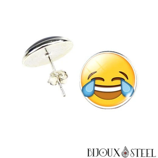 Boucles d'oreilles à puces rondes Emoji - Émoticônes