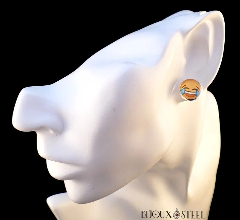 Boucles d'oreilles à puces rondes Emoji - Émoticônes