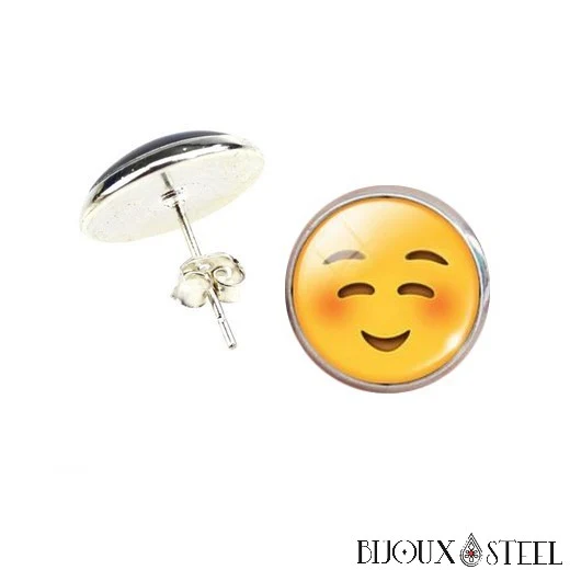 Boucles d'oreilles à puces rondes Emoji - Émoticônes