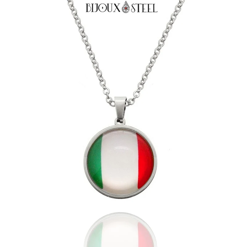 Collier à pendentif drapeau de l'Italie