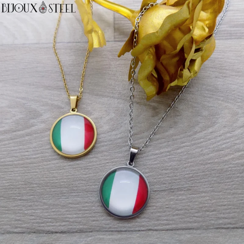 Collier à pendentif drapeau de l'Italie