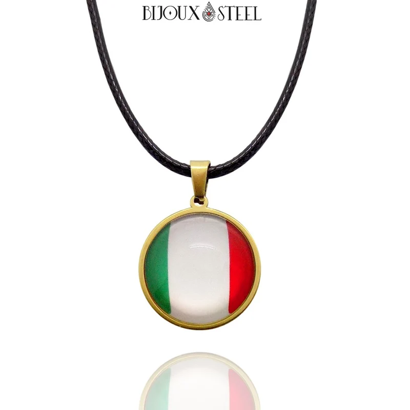 Collier à pendentif drapeau de l'Italie